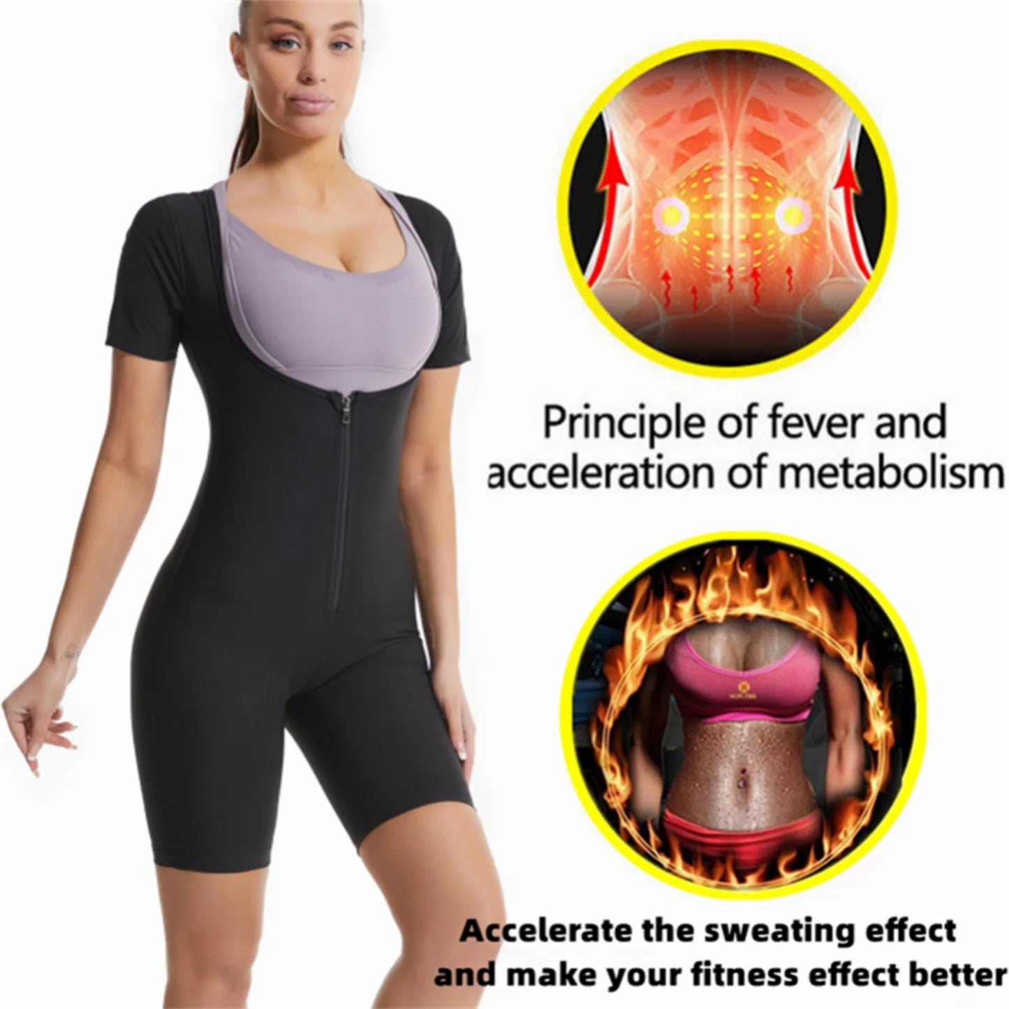 Sauna Suit for Women, Weight Loss Sauna Shirt, Sweat Vest Waist Trainer, 3 in 1 Slimming Full Body Shaper Workout Top Black+Blue XL