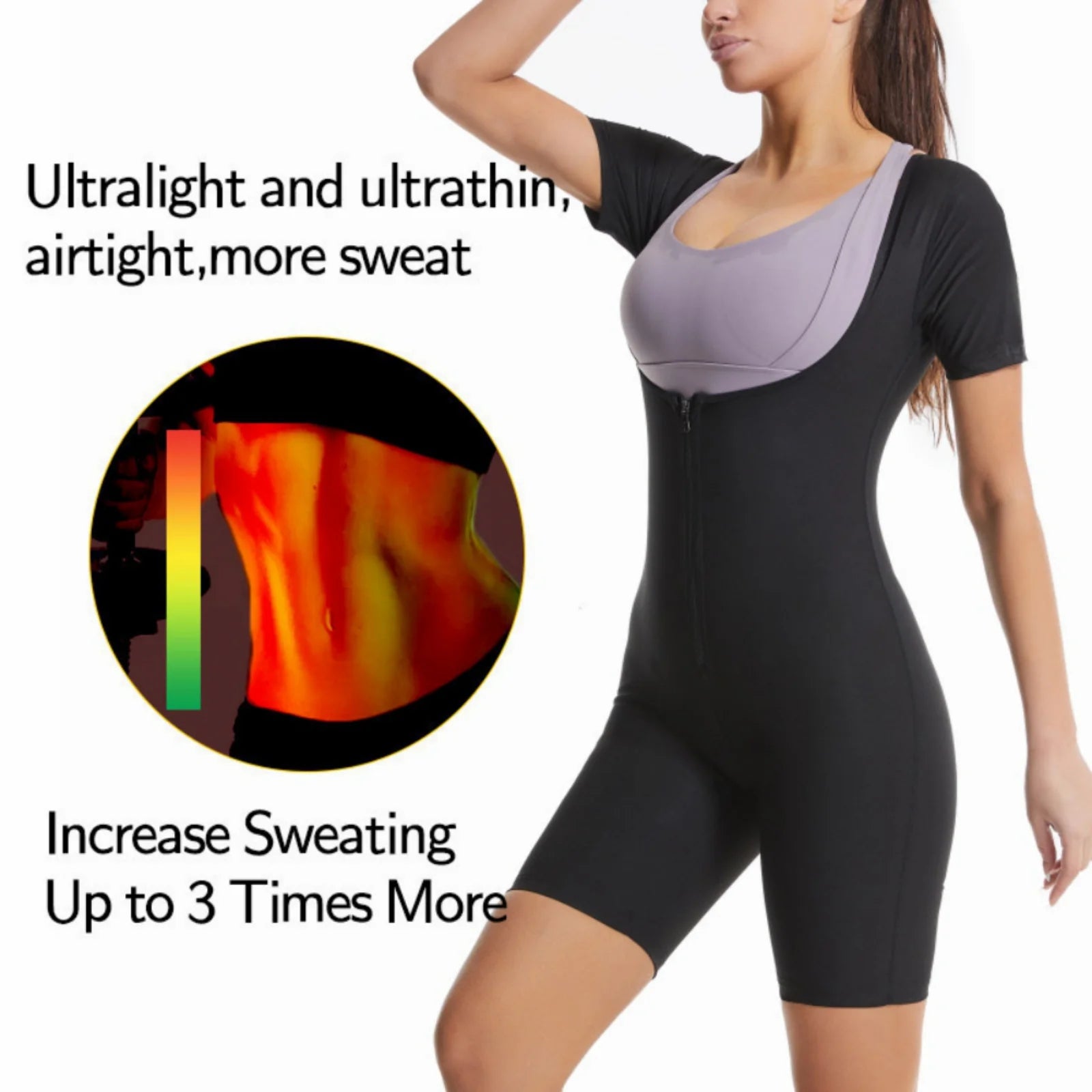 Sauna Suit for Women, Weight Loss Sauna Shirt, Sweat Vest Waist Trainer, 3 in 1 Slimming Full Body Shaper Workout Top Black+Blue XL